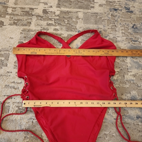 NWT City Chic CCX Red Lace up one piece swimsuit. Women's plus size 20. - Picture 13 of 16